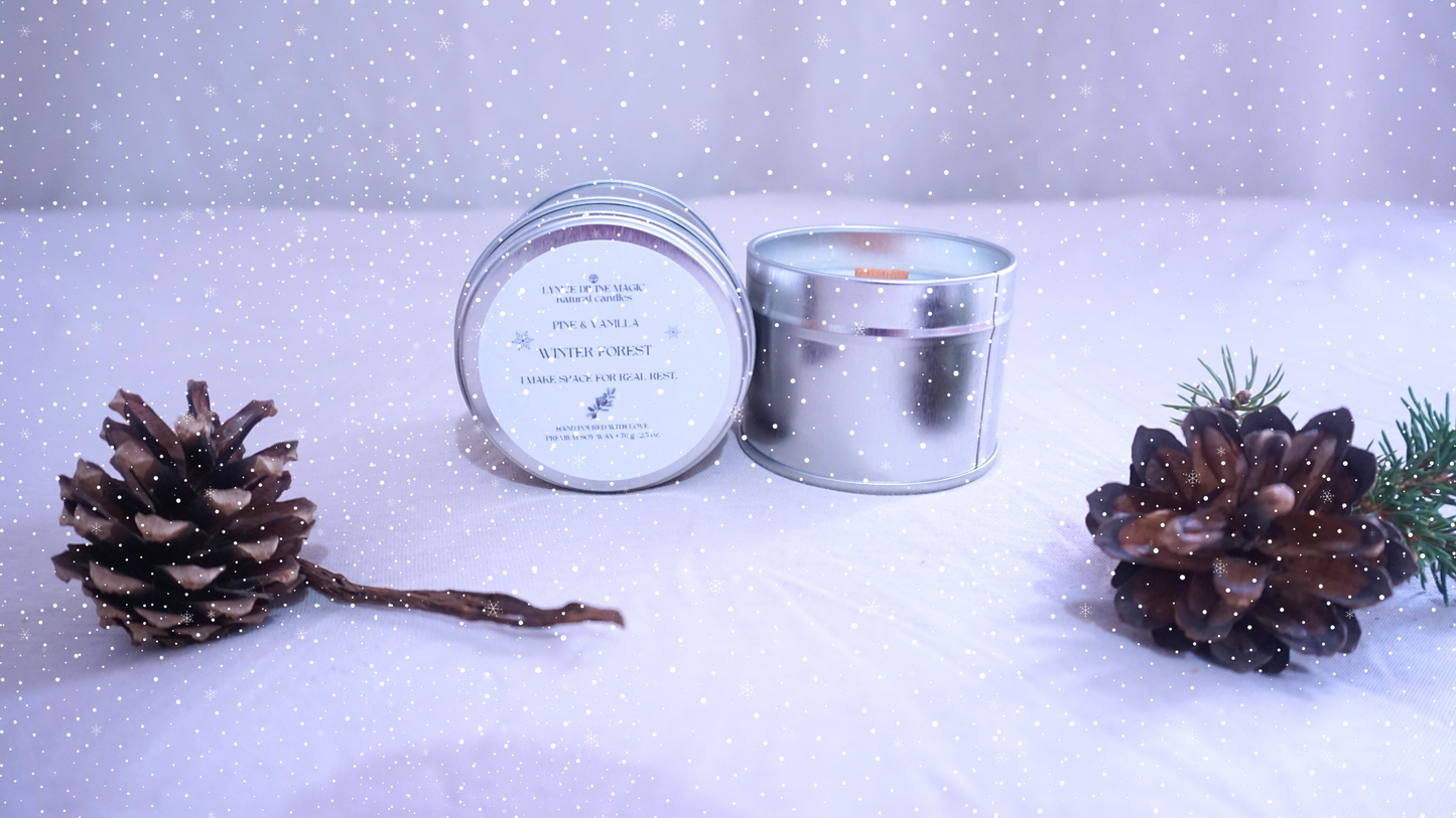 PINE & VANILLA, WINTER FOREST CANDLE, kleine Dose