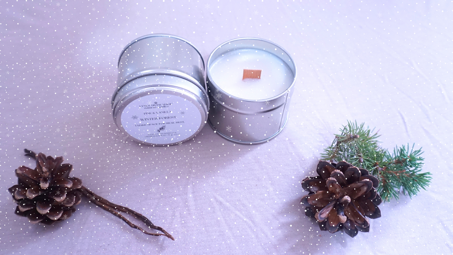 PINE & VANILLA, WINTER FOREST CANDLE, kleine Dose