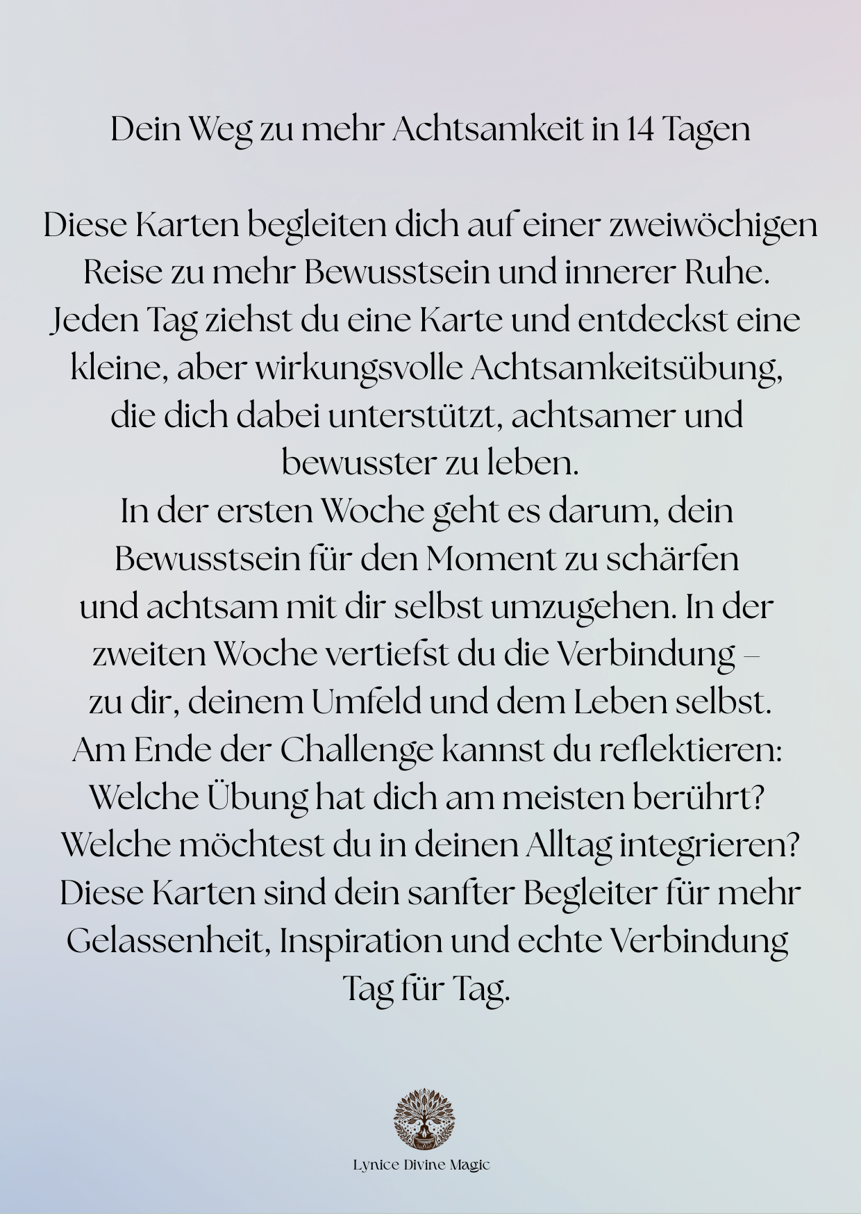 14-tägige Achtsamkeits-Challenge Karten (deutsche Version) Digital