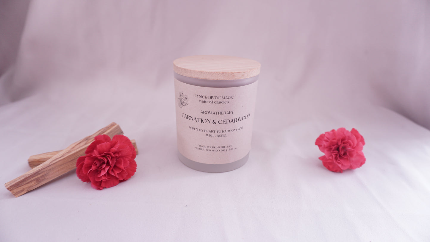 Carnation &amp; Cedarwood Scented Candle Aromatherapy Glass