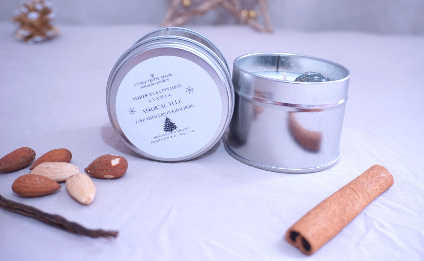 MARZIPAN & CINNAMON & VANILLA, MAGICAL YULE CANDLE, kleine Dose